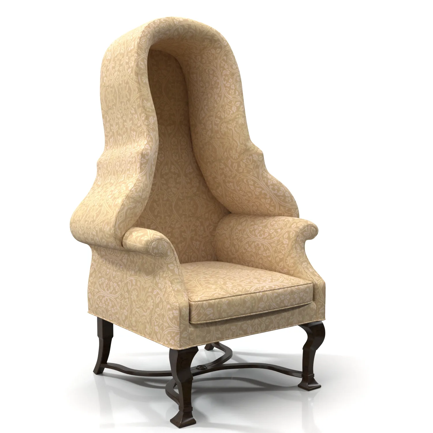 Upholstered Hooded Porters Chair 3D Model_01